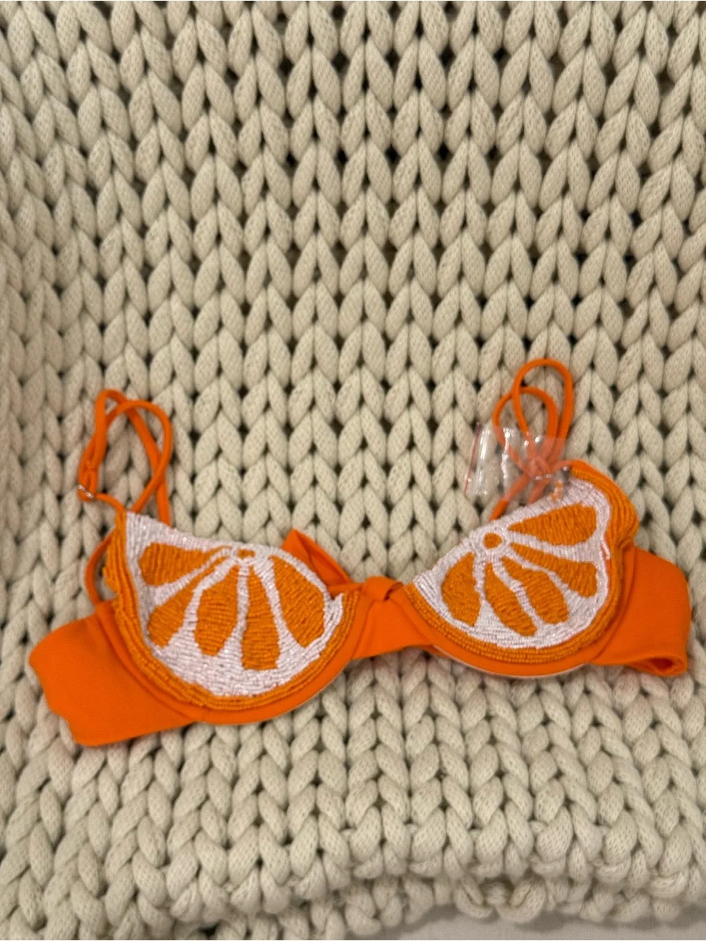 Leslie Amon Beaded Orange Slice Bikini Top